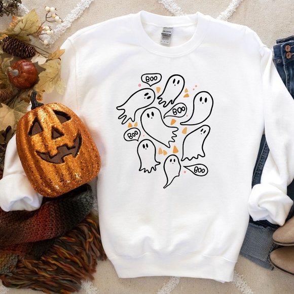 Tops - Halloween Sweatshirt Ghost Sweatshirt Unisex Halloween Shirt